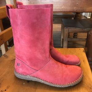 red Born suede leather boots